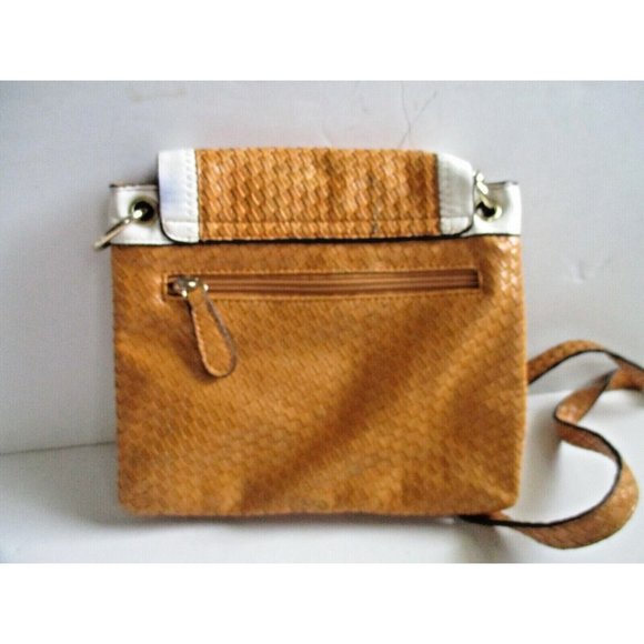 *RETRO Burnt Orange SR2 Woven Tortoise Shell Plastic Turn Key Closure Cross Body - Picture 3 of 7